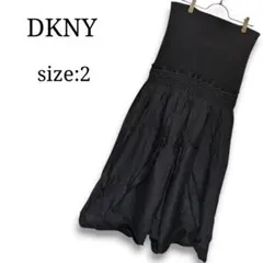 着映え✨ DKNY 2WAY リブニット切り替えワンピース ブラックのサムネイル