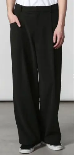 【美品】Gymphlex タック ワイドイージーパンツ　黒　Lサイズ