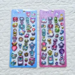 ぷくキラ ステッカー 2枚セット ぷくキラシール フワフワらびちゃん キラキラ