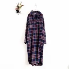 〖最終価格〗スタディオクリップ チェック シャツワンピース　L 青　赤