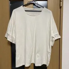 未使用studio CLIP 袖レース カットソー オフホワイト Fのサムネイル