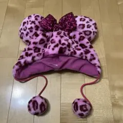 ディズニー　ファンキャップ　ミニー　ピンク　ヒョウ柄