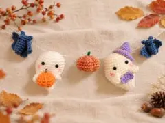 ハンドメイド あみぐるみ ハロウィン ガーランド 4444 編み物 かぼちゃ
