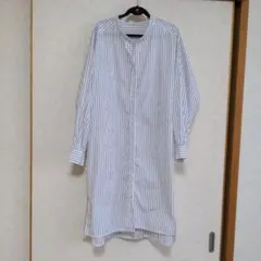 GU白と黒のストライプ シャツワンピース 長袖