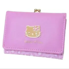 キティ財布 口金 がま口 三つ折り キティ 財布 サンリオ レオパード ピンク