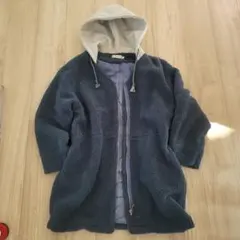 フリースジャケット フード付き グレー