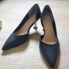 RANDA ゴールドヒール　サイドオープンパンプス　ブラック 24.0cm