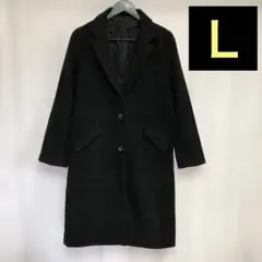チェスターコート 黒 Ｌサイズ　ロングコート　ブラック　シンプル　フォーマル