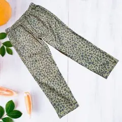 イージーパンツ　ヒョウ柄　黄土色　黒　茶色　M　レオパルド柄　レオパ柄　古着