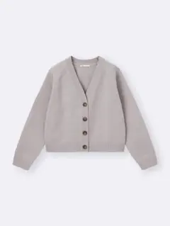 GU スポンジニットVネックカーディガン グレー M