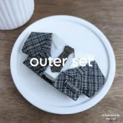 (302) [outer set] ネイビーアウター & ネクタイトップス