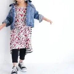 【ANTIQUA】 柄切替変形ワンピース