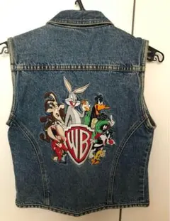 タズ　刺繍入りニットベスト XL ワーナーブラザーズ 90s Looney Tunes カートゥーン プリント ビンテージ Tシャツ USA製
