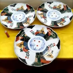 古伊万里 色絵金彩 中皿 2客｜松鶴文・華やかな輪花皿 - メルカリ