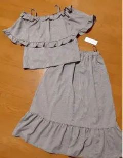 送料込み 人気 完売 しまむら セットアップ フリル ギンガム チェック