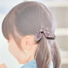 RM80 /ハンドメイド　キッズヘアゴム2個セット くすみラベンダー　ドット