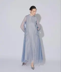 【オケージョンドレス】パイピングチュールドレス