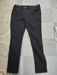 ダメージスキニーデニム ブラック Lサイズ