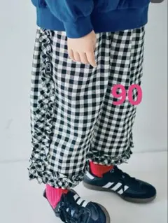 p.premier ピードットプルメリ　ギンガムチェックフリルパンツ