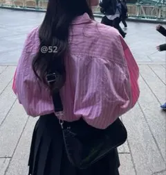 ピンク ストライプ 長袖シャツ