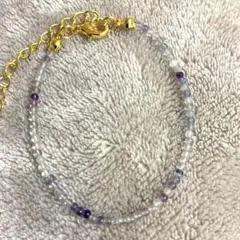 Bー237 天然石 ビーズブレスレット(ハンドメイド) アメジスト