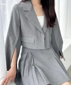 Heather シャークスキンショートジャケット グレー