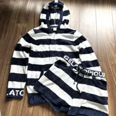 ジェラートピケ セットアップ ネイビー ルームウェア パーカー ショートパンツ