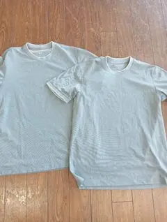 ユニクロ Tシャツ メンズ グレー L 吸湿速乾 2枚セット お洗濯済 送料込！のサムネイル