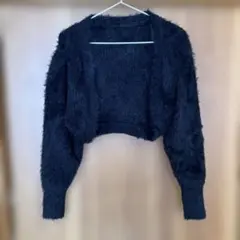 黒ボレロ風カーディガン　長袖 モコモコ