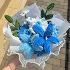 モールフラワー チャイラテ shop 枯れないお花 ブルーホワイト　韓国花束