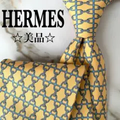 【美品】 エルメス HERMES ネクタイ シルク シェーヌダンクル柄