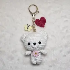 ハンドメイド　あみぐるみ　くまちゃん　バッグチャーム　キーホルダー