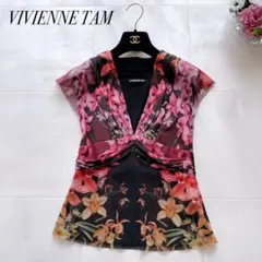美品✨ヴィヴィアンタム パワーネット トップス 花柄 フレンチスリーブ サイズ0のサムネイル