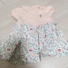 コンビミニ　ウサギ刺繍花柄ワンピース