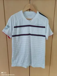 t*u様 Babolat テニス Tシャツ ホワイト ストライプ