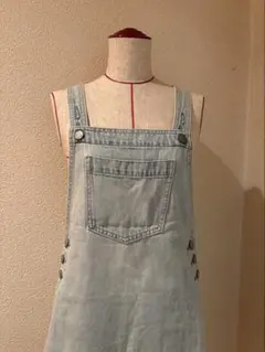 ライトブルー サロペット フロントポケット付き