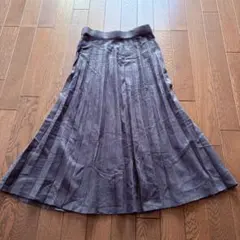 ダークグレー ニットプリーツスカート