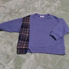 青色 トレーナー チェック柄