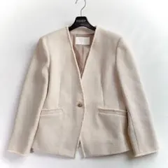 極美品 ボールジィ グラニーツイードVカラージャケット M 近年 ライトベージュ