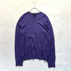 バナナリパブリック【L】紫 長袖ニット シルク混 カシミヤ混 Vネック 秋冬のサムネイル