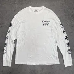 TOMMY JEANS トミージーンズ M 長袖カットソー ホワイト 袖ロゴのサムネイル