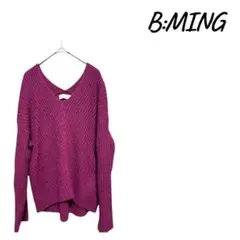 B:MING パープル Vネック ニットセーター
