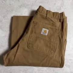 カーハートWIP シンプルパンツ ワークパンツ 茶 W34 L32 古着