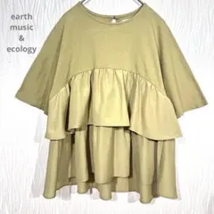 アース ティアードチュニックワンピース オリーブ Fサイズ
