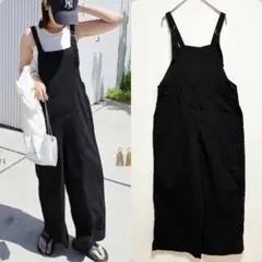 and me. アルマデザイン リネンブレンド ベイカー ワイド サロペット