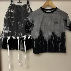 BURN ペイント柄 半袖Tシャツ セットアップ
