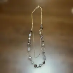 ビーズ装飾 ゴールドロングネックレス