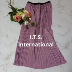 未使用タグ付【I.T.S】薄手プリーツロングスカート　ピンクラベンダー　Mのサムネイル