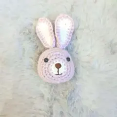 うさぎ 編みぐるみ ブローチ パステルパープル