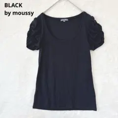 ブラック／Tシャツ フリーサイズ 半袖 くしゅくしゅ袖 無地 黒 ブラックのサムネイル